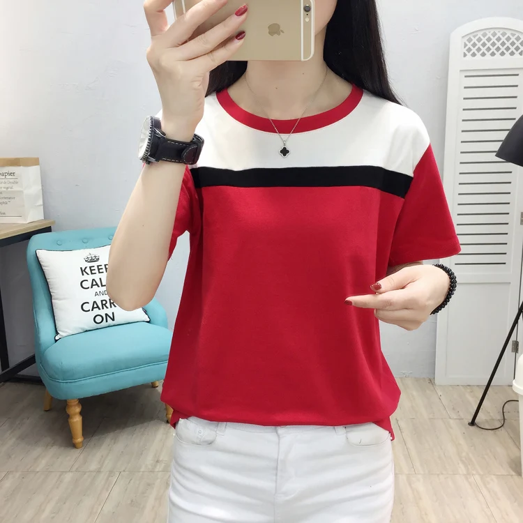 Летняя футболка с коротким рукавом женские топы Camisas Mujer Футболка женская футболка с круглым вырезом свободная хлопковая футболка для женщин размера плюс