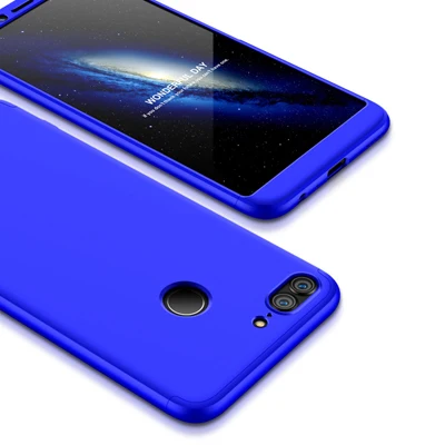 Полный защитный чехол для huawei Honor 9 Lite, модная матовая задняя крышка 3 в 1, чехол для мобильного телефона huawei Honor 9 Lite, Жесткий Чехол - Цвет: Синий