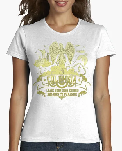 Лето Горячая Продажа женская футболка короткий О шеи Bioshock Письмо Трикотажные