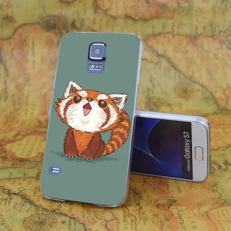 E0917 Red Panda Happy Transparent Hard PC Case Cover For Samsung Galaxy Note S 3 4 5 6 7 8 9 Mini Edge Plus |