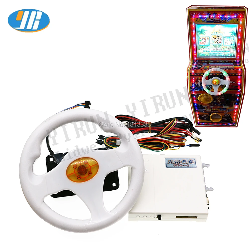 

Multi Video Cartoon Racing Car Game Board With Colorful Led Steering Wheel Wire Harness For Children's Coin Machine