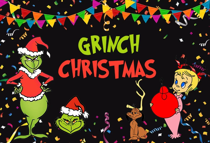 Sensfun Grinch фон для фотостудии красочные ленты флажки Дети Рождество Вечеринка
