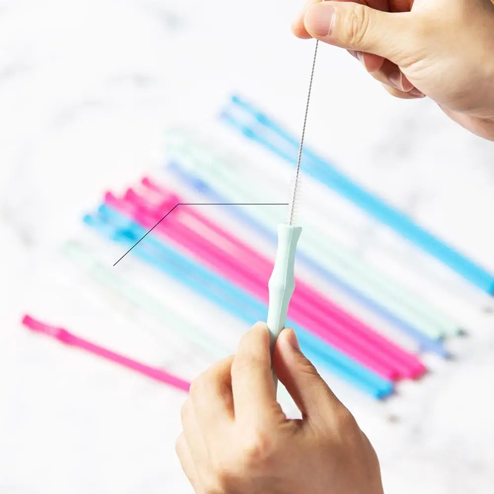 1 Набор переносных силиконовых складных соломинок многоцветные многоразовые