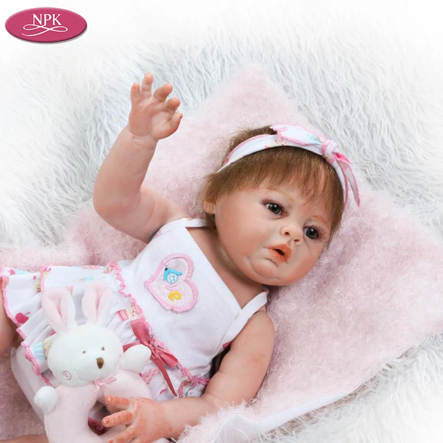 NPK 50 см реалистичные силиконовые куклы для новорожденных девочек очаровательные
