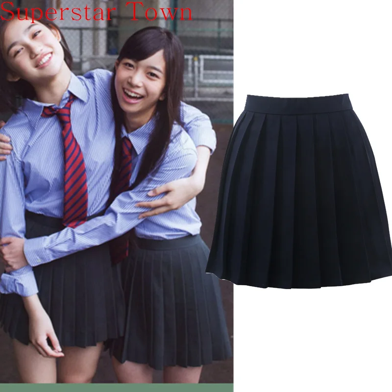 

Japan School Girls Uniform Solid Pleated Mini Skirt Cheerleader Sailor Cos Lolita Skirt Women Saias Vestidos
