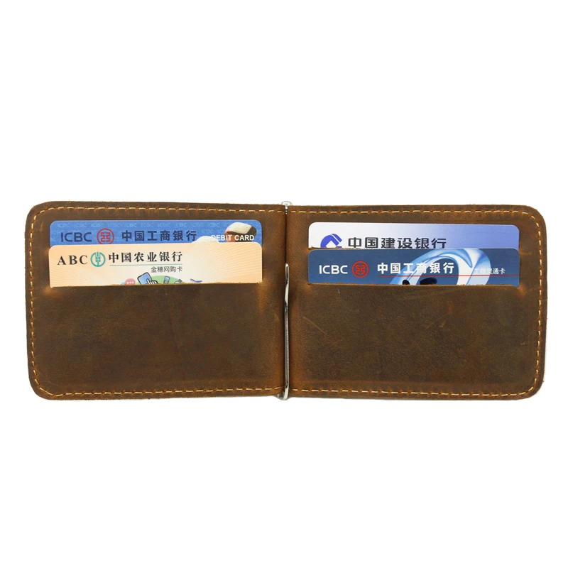 Neweekend Genuine Leather Men's Crazy Horse Purse Money Clip Card Slot Holder Cash Wallet For Male Men | Багаж и сумки