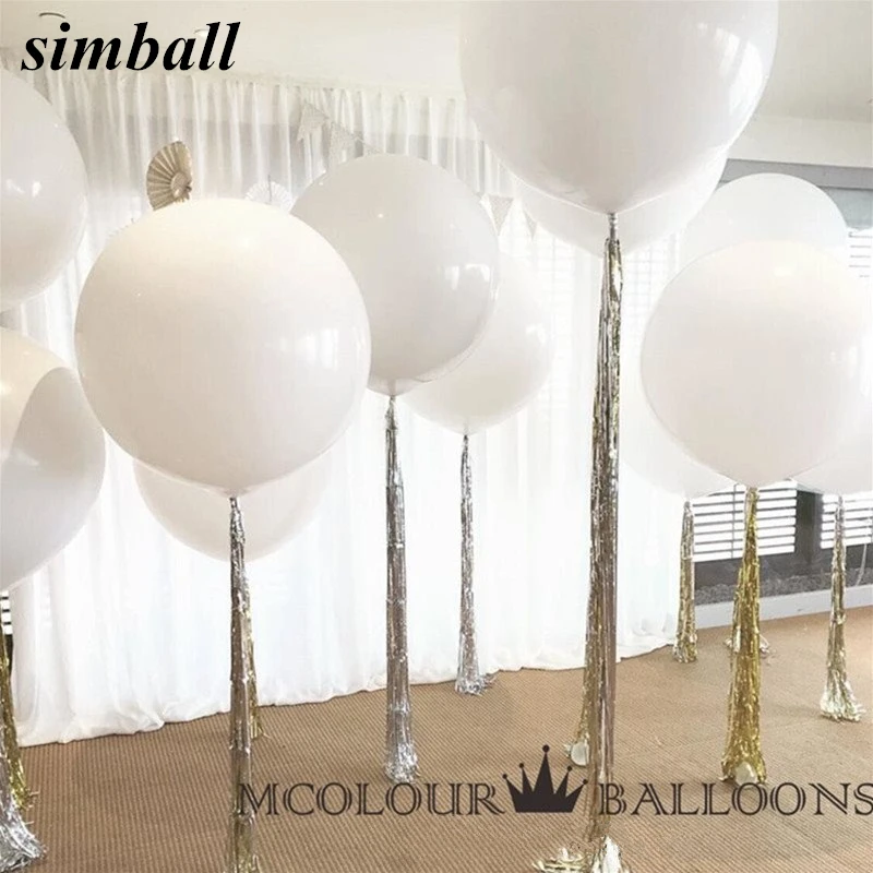 10pcs 36 Inch 90cm Big White Balloon Latex Balloons Wedding Decoration Inflatable Helium Air Balls Happy Birthday Party Balloons