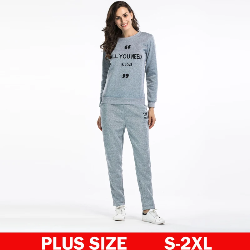 Фото Letter Print Two Piece Tracksuit Set Women Sweatshirt Pants Suit 2017 Autumn Casual Sportwear Female Clothing Track Letter Print Two Piece Tracksuit Set Women Sweatshirt Pants Suit 2017 Autumn Casual Sportwear Female Clothing Track