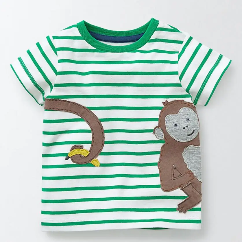 Little maven/ г.; летняя одежда для маленьких мальчиков; футболка с короткими рукавами; брендовые хлопковые футболки в зеленую полоску с обезьянкой; 50977