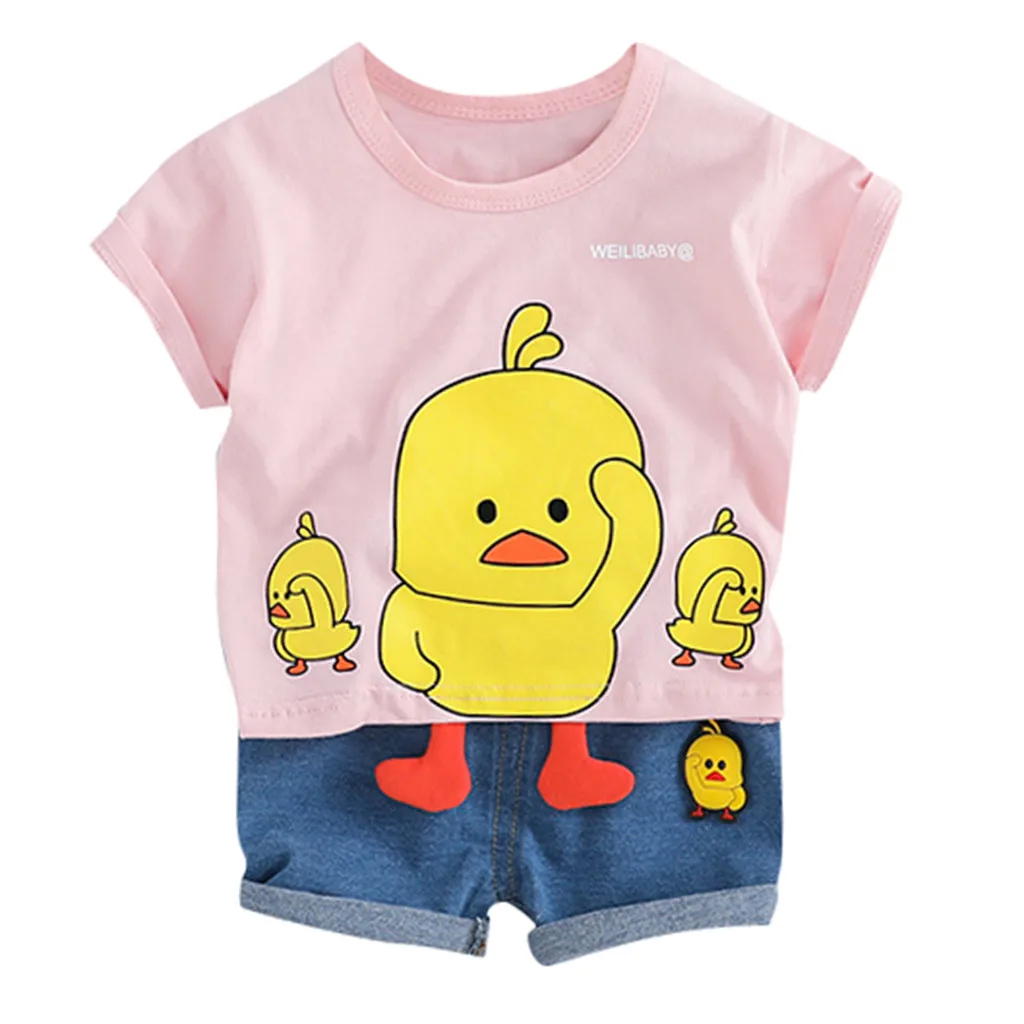 Telotuny boys set kids clothes toddler baby cartoon duck tops short pants casual outfits #40 | Детская одежда и обувь