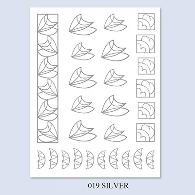 19silver 3D Nail Art Sticker Gold Silver Circle Nail Stickers Hollow Geometry Line Adhesive Slider Sticker Star Moon Decals Z0158 - Цвет: 19silver