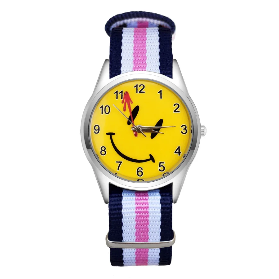 Cartoon pretty Smiley face style Watches Women's Girls Students Boy's Children Nylon Strap Quartz Wrist Watch JC93 | Наручные