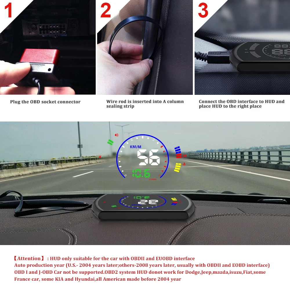 Лучший OBD2 автомобильный HUD 5,8 ''большой экран S600 дисплей на голову автомобильный поход бортовой компьютер OBDII проектор расход топлива