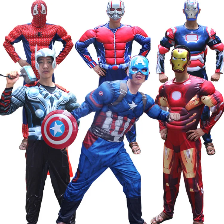 Хеллоуин костюм супергерой Человек-паук Мышцы Супермен костюмы для взрослых