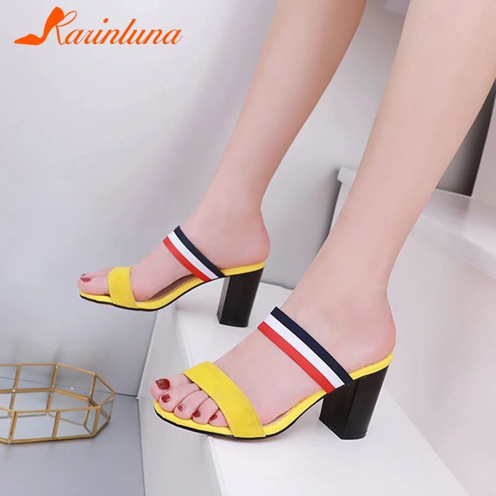 KARINLUNA/хит продаж новые модные летние туфли лодочки с открытым носком размера плюс