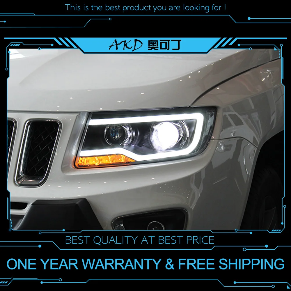 AKD Тюнинг автомобилей фары для Jeep Compass 2011- Grand Cherokee светодиодные фары DRL ходовые огни биксеноновый луч