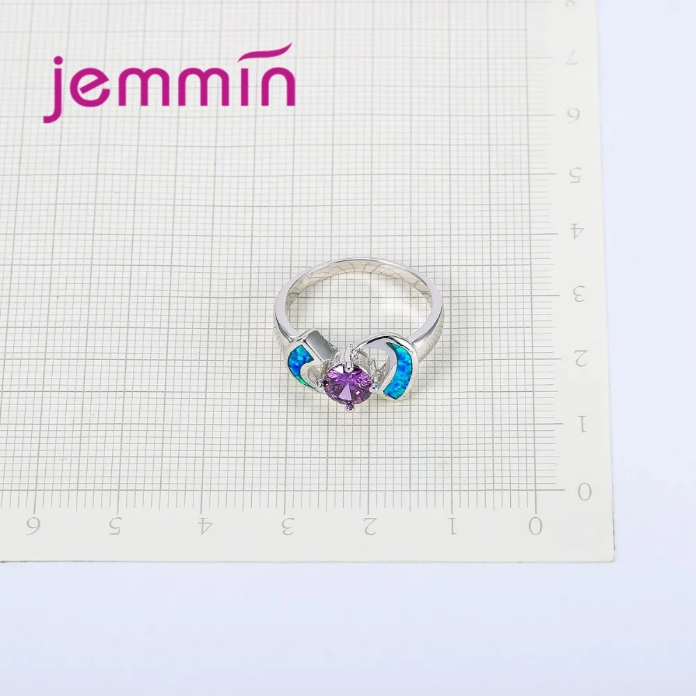

Original Design Fine Purple Crystal Wedding Rings For Women 925 Sterling Silver Jewelry Blue Opal Finger Rings For Lady