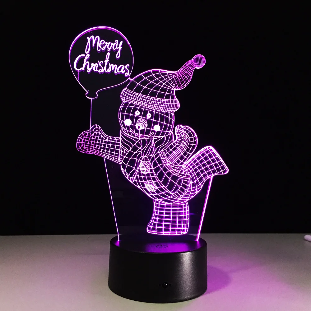 2019 Снеговик 3D мультфильм праздничный светильник Иллюзия светодиодный ная лампа