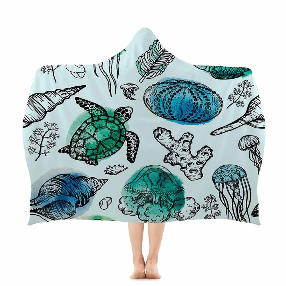 Miracille Turtles, полотенце с капюшоном, водная морская черепаха, банное полотенце с капюшоном, морские животные, пригодное для носки, пляжное одеяло для взрослых - Цвет: 003