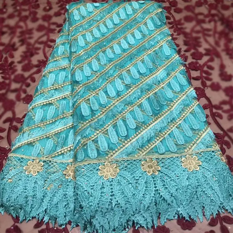 color6 Ван де кант ван де Франс кант Ван Африка met stenen Nigeria nieuwe hoogwaardige Frans tule droge stof feest jurk - Цвет: color6