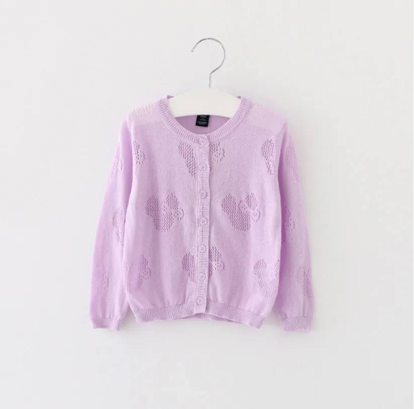 Милый ребенок Трикотажный кардиган Обувь для девочек полые негабаритных Свитеры