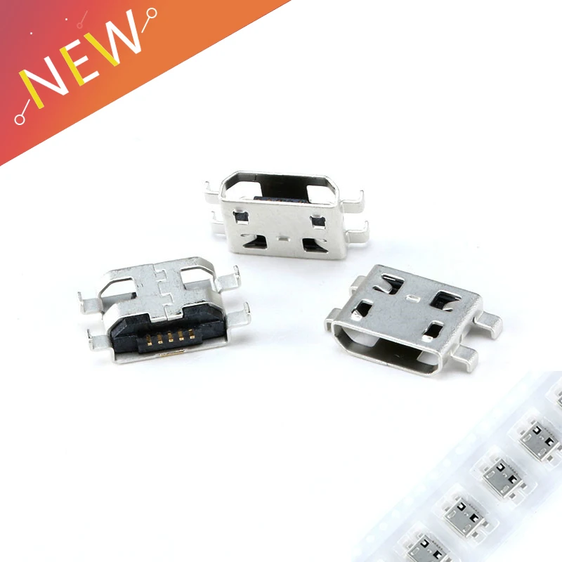 100 шт. разъем Micro USB 5pin B типа мама|Соединители| |