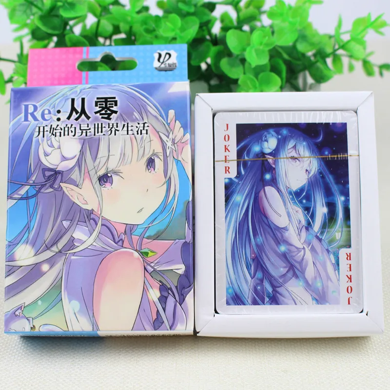 Аниме Re Zero покер карты колода игральных карт покер карты с коробкой коллекция Хэллоуин косплей покер карты Рождественский подарок