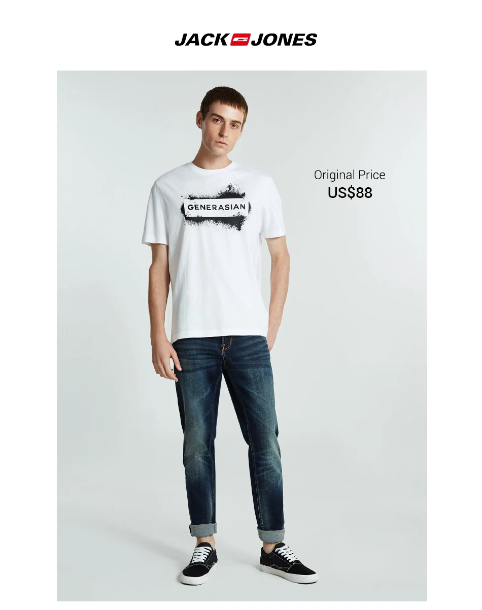 Jack Jones мужские хлопковые однотонные прямые байкерские джинсы мужские потертые джинсы мужские | 218332558