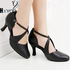 Туфли женские атласные для бальных танцев, обувь для латинских танцев, мягкая подошва, под заказ, черные GM004