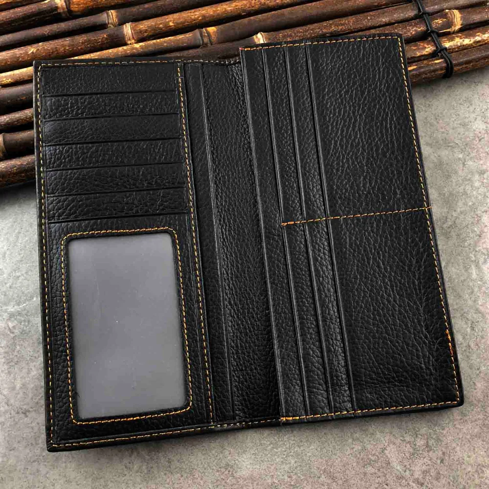 Мужской винтажный Длинный кошелек двойного сложения из натуральной кожи | Багаж