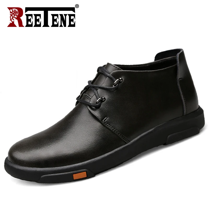 Reetene/Новинка 2019 года зимние мужские удобные кожаные туфли бархатная Мужская
