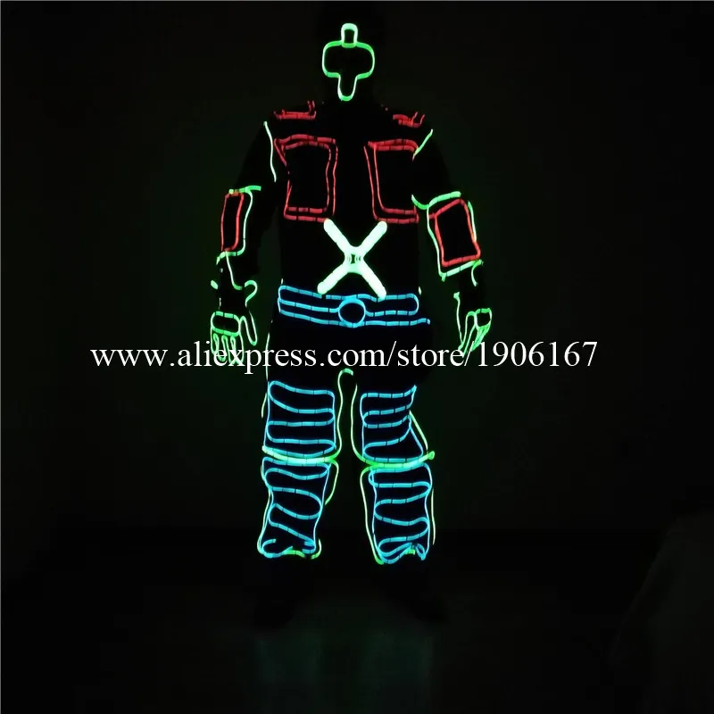 Новейший танцевальный костюм RGB EL Wire светодиодная одежда холодсветильник для
