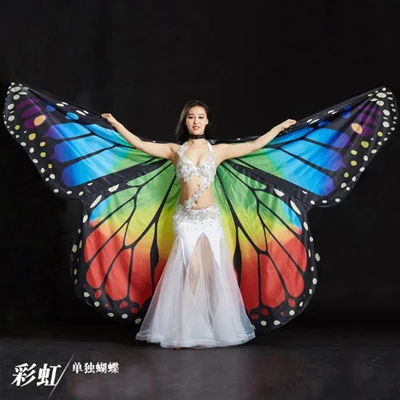 Rainbow Butterfly Креативные Оранжевые радужные бабочки для танца живота Isis Крылья костюмы для танца живота аксессуары для сцены Клубные реквизиты для выступлений крыло - Цвет: Rainbow Butterfly