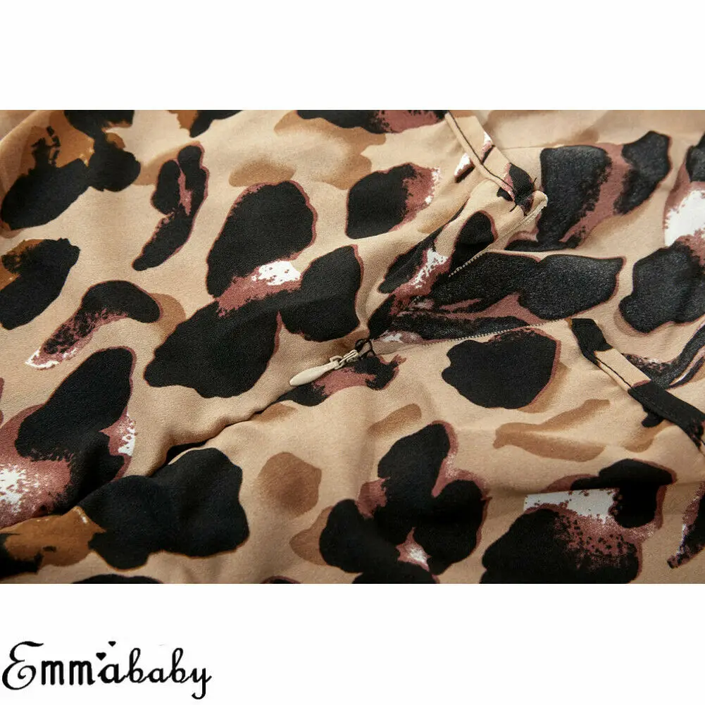 

Women Sexy Leopard Split V neck Dress Sleeveless Summer Holiday Dress Fashion Party Club Dresses