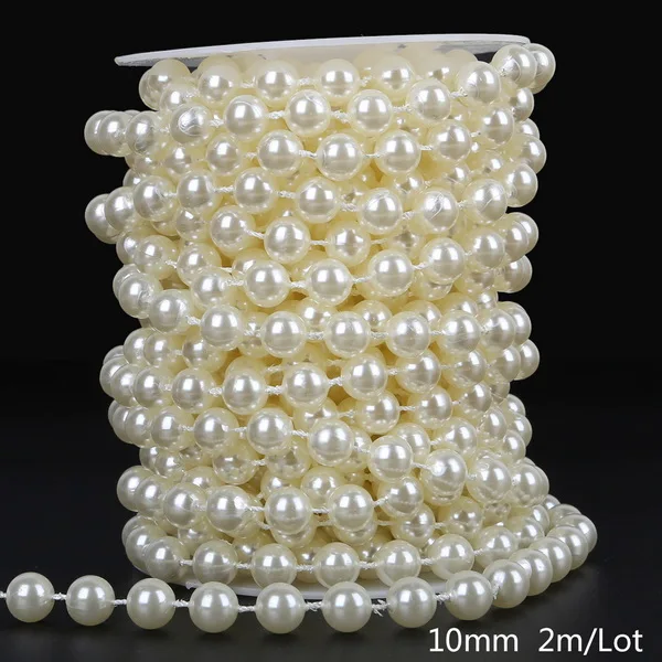Dia 10mm 2m ABS Имитация Бусины слоновая кость, жемчуг, линия цепи, шнур, нить, отделка для DIY, Свадебная вечеринка, украшения и ювелирные изделия, аксессуары для рукоделия - Цвет: Dia 10mm 2m