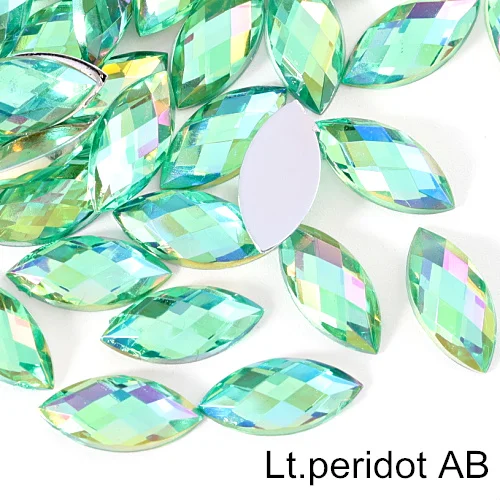 Lt.peridot AB 26 цветов, 100 шт, цветные акриловые Стразы без горячей фиксации, стразы в форме конского глаза с плоской обратной стороной, клей на камни для одежды, ногтей B1169 - Цвет: Lt.peridot AB