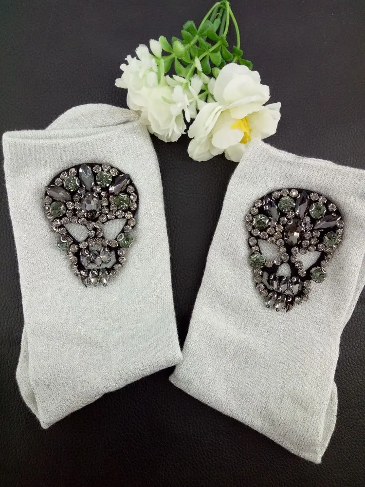 Носки ручной работы в Корейском стиле со стразами и бусинами|socks color|socks handmadepiling