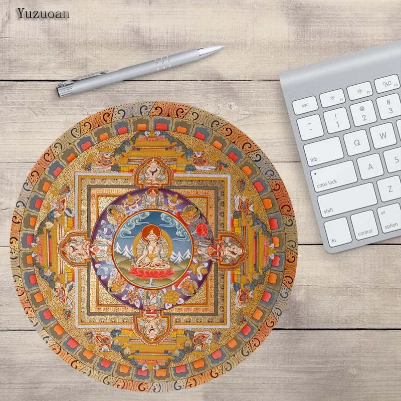 200x200x2mm Yuzuoan 200x200x2 мм 3D принт статуя Будды круглый коврик для мыши с Artt круглый Настольный коврик для украшения рабочего стола в подарок для мальчиков - Цвет: 200x200x2mm
