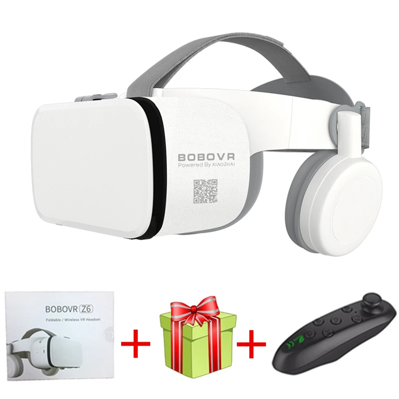 Bundle 2 Новейшие Bobo vr Z6 VR очки беспроводные Bluetooth VR очки Android IOS Удаленная реальность VR 3D картонные очки 4,7-6,2 дюймов - Цвет: Bundle 2