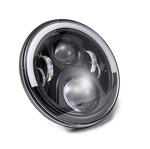 60w black 7 дюймов мотоциклетные светодиодные фары Halo DRL для Harley Davidson Fat Bob Heritage Softail Slim Deluxe Switchback Road King - Цвет: 60w black