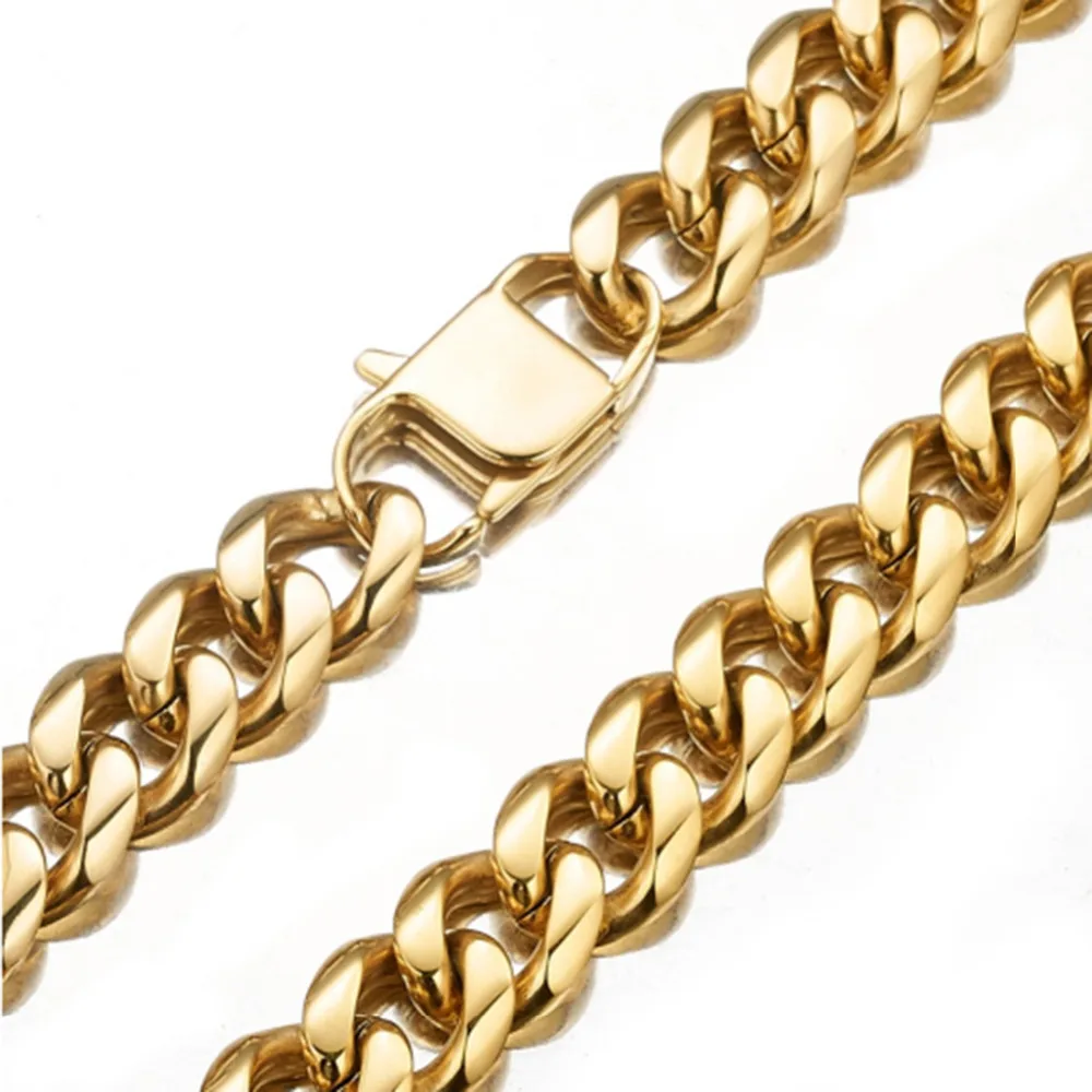 13-19MM Xxxtentacion Heavy Cool Choker Collar Tail Rapper Miami Cuban Link Chain Stainless Steel Gold Necklace Men's Jewelry New |
