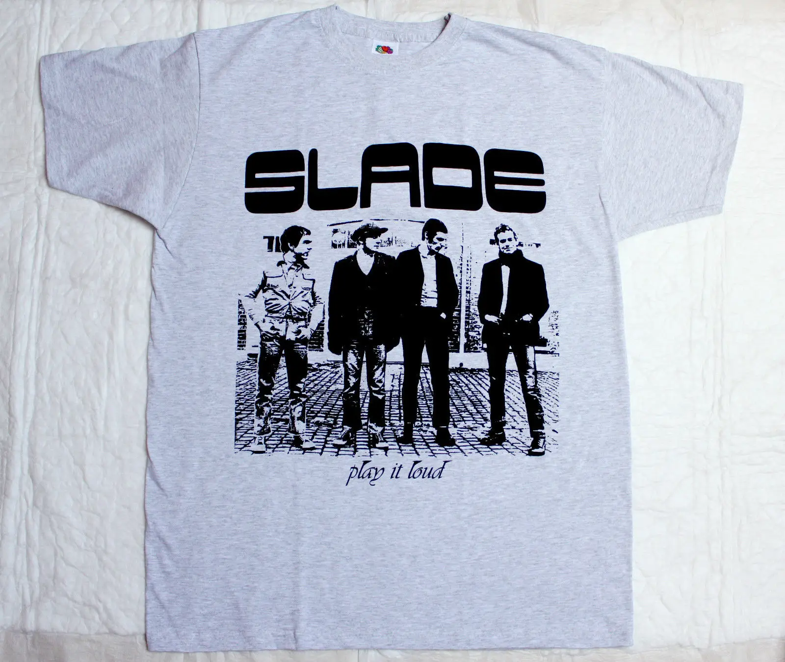 SLADE BAND PLAY IT LOUD 1970 SWEET NAZARETH SUZI QUATRO S 3XL новая серая футболка с коротким рукавом