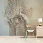 Настенная бумага в европейском ретро-стиле, тисненый Павлин, фотобумага для гостиной, фоновая декорация для телевизора, настенная роспись, 3D настенная ткань