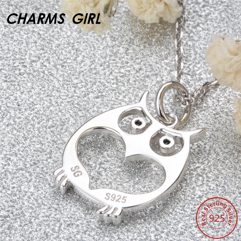 Подвески Девушка Сова ожерелье стерлингового серебра 925 ювелирные изделия для