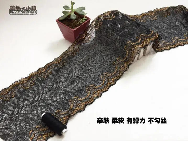 1 метр фиолетовая черная с золотым эластичная кружевная отделка Лента ткань