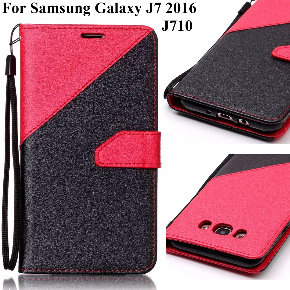 Для samsung Galaxy J7 J5 J3 J7 Duos J700 J710 J510 J500 чехол для телефона двойной цвет сплайсинга кожа PU откидная крышка [YiXin]
