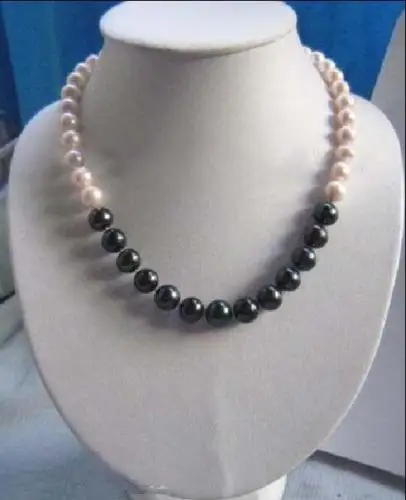

NATURAL 9-10MM SOUTH SEA WHITE BLACK PEARL NECKLACE