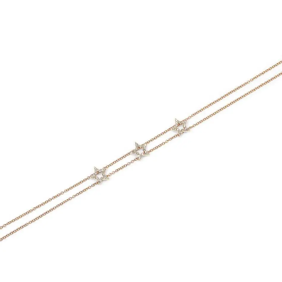 

2019 christmas gift for girl 100% 925 sterling silver three star charm chain bracelet