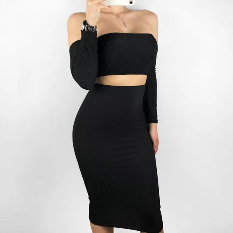 Платье для вечеринок Wixra платье без бретелек с длинным рукавом однотонное