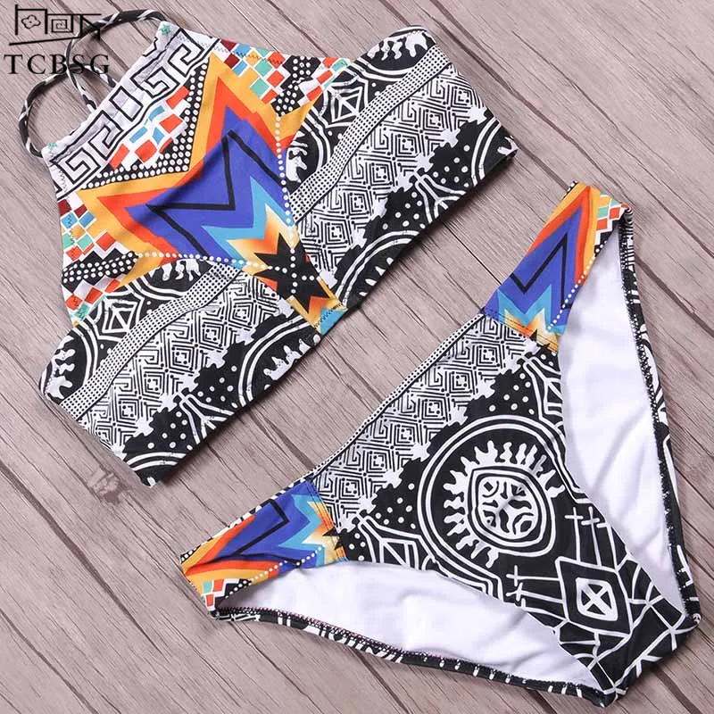 Женский купальник в клетку tcbg пикантный бикини с укороченным топом пляжная